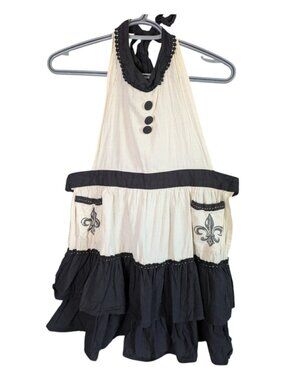 Sur La Table Boho French Country Fleur De Lis Retro Apron 100% Cotton